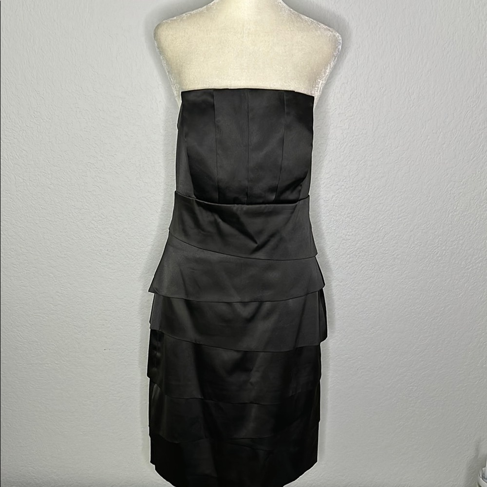 White House Black Market Black Strapless Dress LBD 8